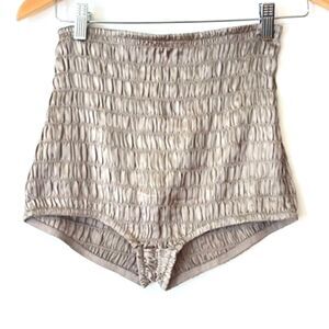 Free People Intimately Ruched Shorties Taupe Small Silky Satin Pull On